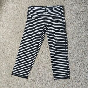 Athleta Black and White Striped Leggings